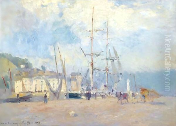 Sur Le Port A Honfleur Oil Painting by Albert Lebourg