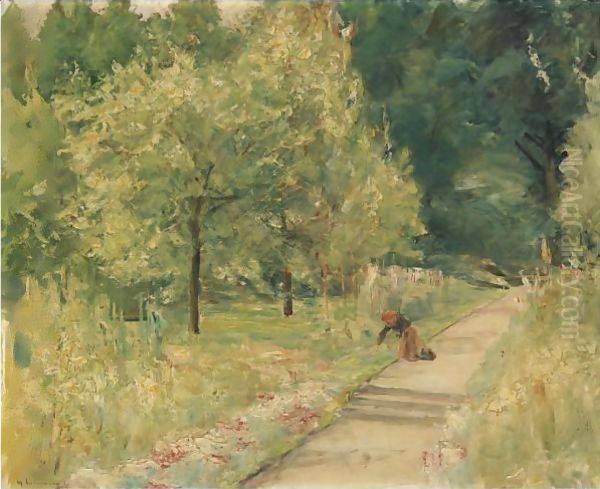 Gartnerin Im Wannseegarten (Gardener In The Wannsee Garden) Oil Painting by Max Liebermann