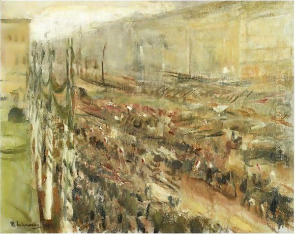 Einzug Der Truppen Auf Dem Pariser Platz (Entrance Of The Troops Into Pariser Platz) Oil Painting by Max Liebermann