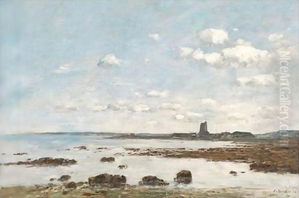 Saint-Vaast-La-Hougue. Les Rochers Et Le Fort Oil Painting by Eugene Boudin