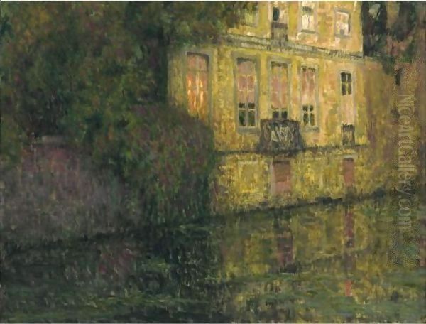 Le Quai Vert, Bruges Oil Painting by Henri Eugene Augustin Le Sidaner