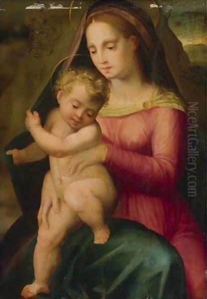 Madonna And Child Oil Painting by Domenico Puligo