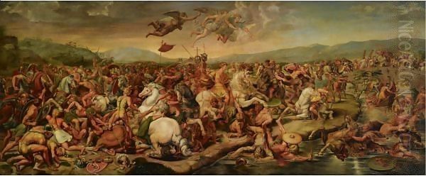 The Battle Of The Milvian Bridge Oil Painting by Raphael (Raffaello Sanzio of Urbino)