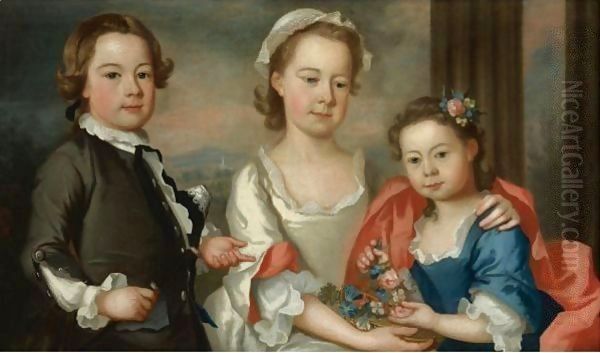 Portrait Of The Ballard Children Oil Painting by Bartholomew Dandridge