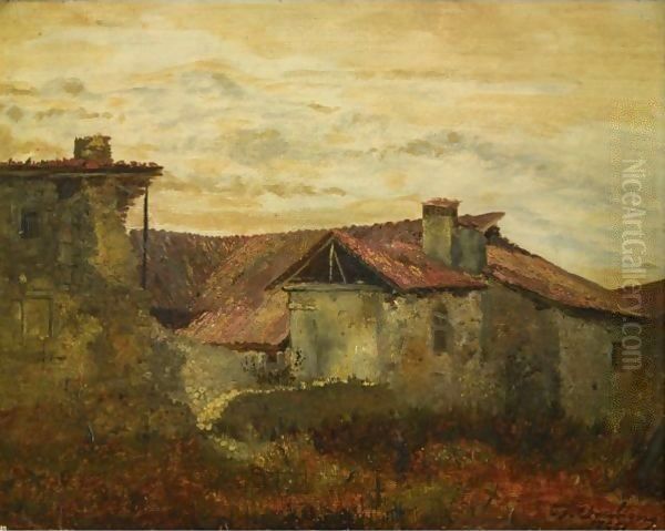 Old Farmhouses Oil Painting by Charles-Francois Daubigny