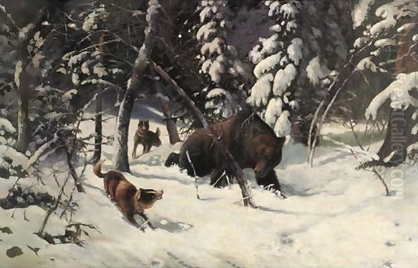 The Hunt Oil Painting by Illarion Mikhailovich Prianishnikov