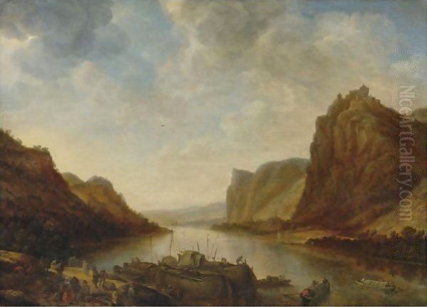 A View Of The Rhine Near Hammerstein Oil Painting by Herman Saftleven