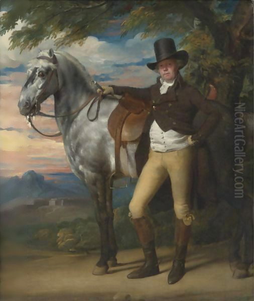 John Wombwell With A Grey Hunter Oil Painting by John Singleton Copley