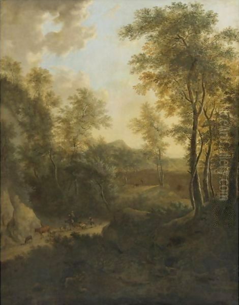 A Pastoral Landscape Oil Painting by Frederick De Moucheron