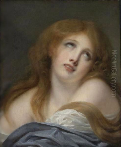 The Bust Of A Young Girl, Called Virginie Oil Painting by Jean Baptiste Greuze