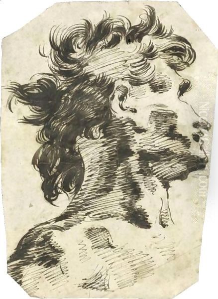 Head Of A Man, Turned To The Right Oil Painting by Giovanni Battista Piranesi