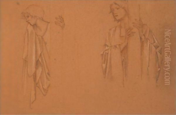 Two Studies For The Last Sleep Of Arthur In Avalon Oil Painting by Sir Edward Coley Burne-Jones