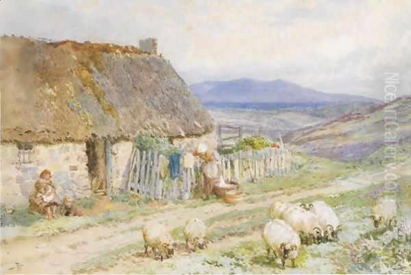 Cottage Near Ballater, Scotland Oil Painting by Myles Birket Foster