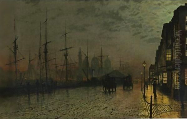 Prince's Dock, Hull 2 Oil Painting by John Atkinson Grimshaw