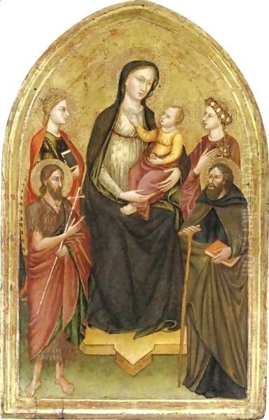 Madonna Col Bambino In Trono Tra San Giovanni Battista Oil Painting by Italian Unknown Master