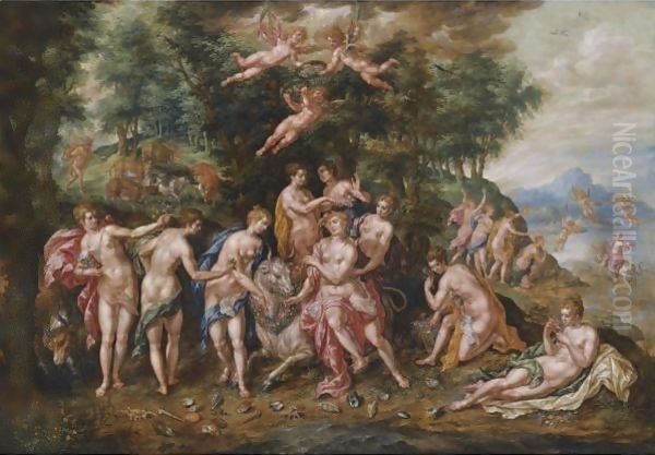 The Rape Of Europa Oil Painting by Hendrick De Clerck