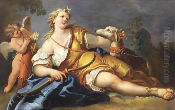 Diana Reclining In A Landscape Oil Painting by Gaspare Diziani