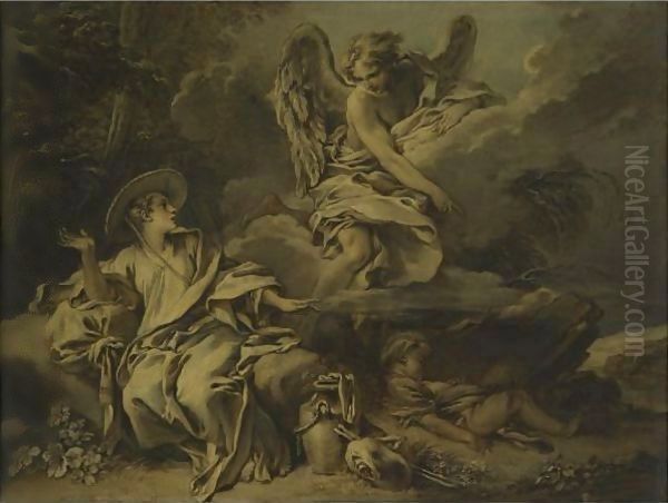 Hagar And Ishmael In The Desert Oil Painting by Francois Boucher