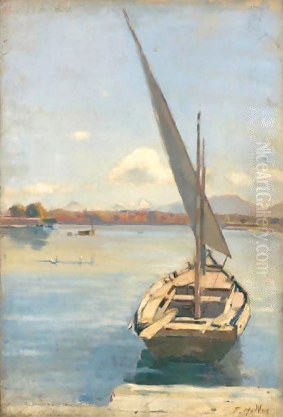 Sailing Boat Oil Painting by Ferdinand Hodler