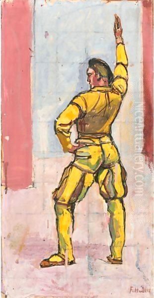 Taker Of The Oath In Left Profile For Unanimity Oil Painting by Ferdinand Hodler