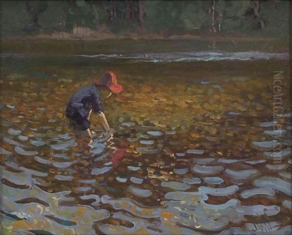 T.M. In Gull River Oil Painting by James Edward Hervey MacDonald