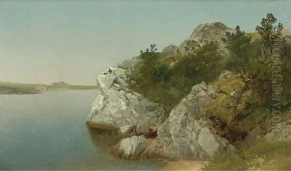 Study Of Rocks, Newport Oil Painting by John Frederick Kensett