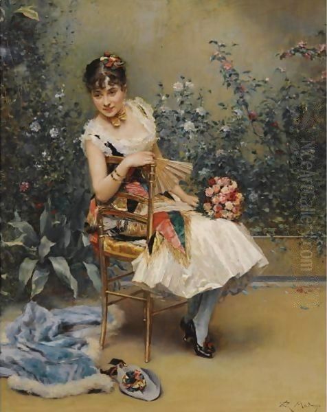 Aline With Flowers Oil Painting by Raimundo de Madrazo y Garreta