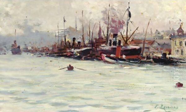 Port Of Galata, Istanbul Oil Painting by Fausto Zonaro