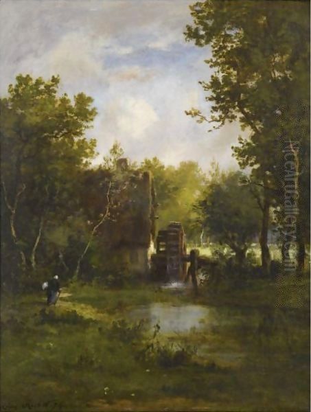 Le Moulin A Eau Oil Painting by Leon Richet