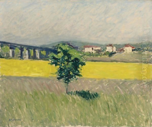 Prairie Au Pont D'Argenteuil Oil Painting by Gustave Caillebotte