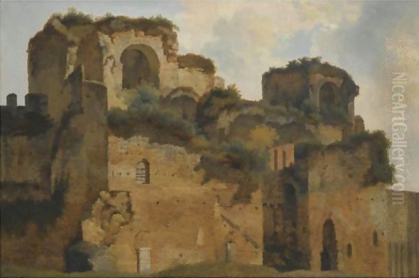 Rome, A View Of The Forum Oil Painting by Francois-Marius Granet