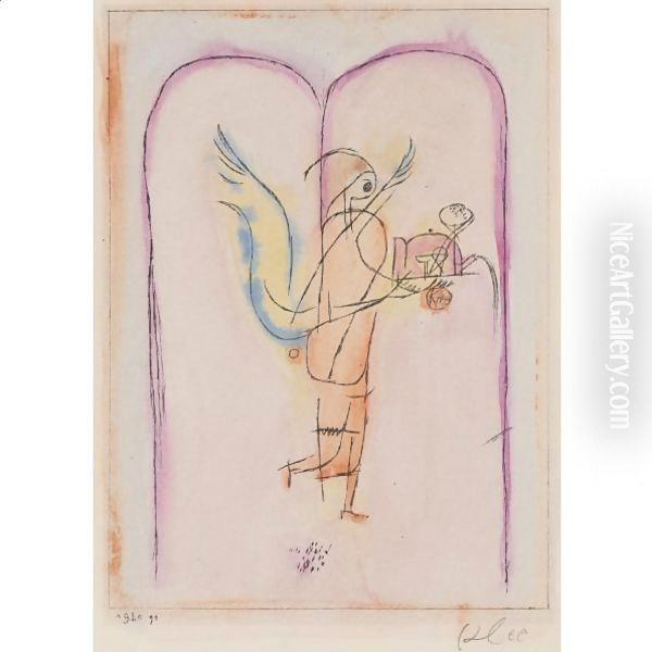 Ein Genius Serviert Ein Kleines Fruhstuck Oil Painting by Paul Klee