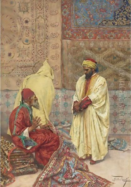 The Carpet Bazaar Oil Painting by Giulio Rosati