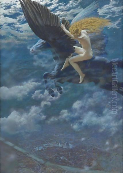 Dream Idyll (A Valkyrie) Oil Painting by Edward Robert Hughes R.W.S.