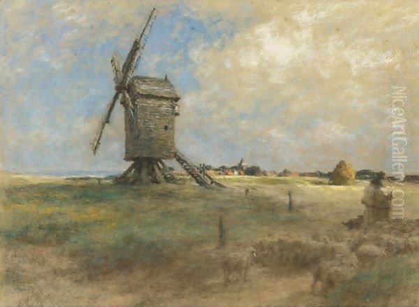 Le Vieux Moulin De Tardinghan Oil Painting by Leon Augustin Lhermitte