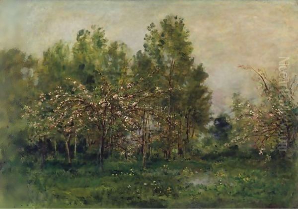 Apple Blossoms 2 Oil Painting by Charles-Francois Daubigny