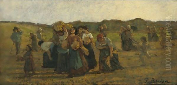 The Recall Of The Gleaners 2 Oil Painting by Jules Breton