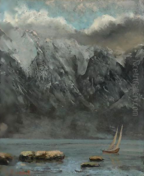 Bords Du Lac Leman Oil Painting by Gustave Courbet