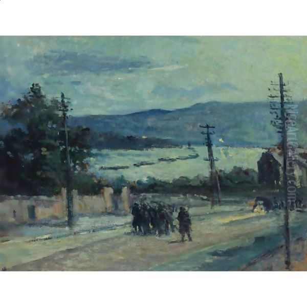 Rolleboise, La Route Oil Painting by Maximilien Luce