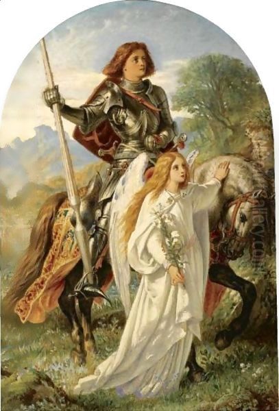 Sir Galahad And The Angel Oil Painting by Sir Joseph Noel Paton