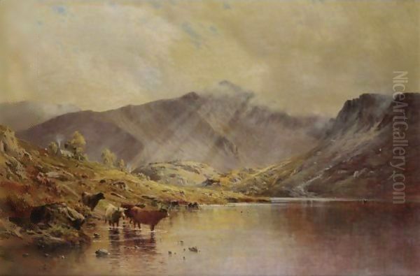 Cader Idris, Passing Showers Oil Painting by Alfred de Breanski