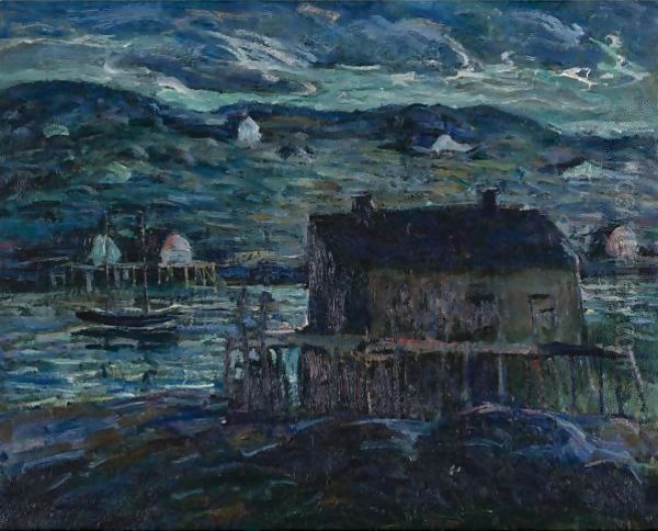 Harbor At Night Oil Painting by Ernest Lawson