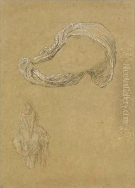 Five Drapery Studies For 'Captive Andromache', One Also Used For 'Electra' Oil Painting by Lord Frederick Leighton