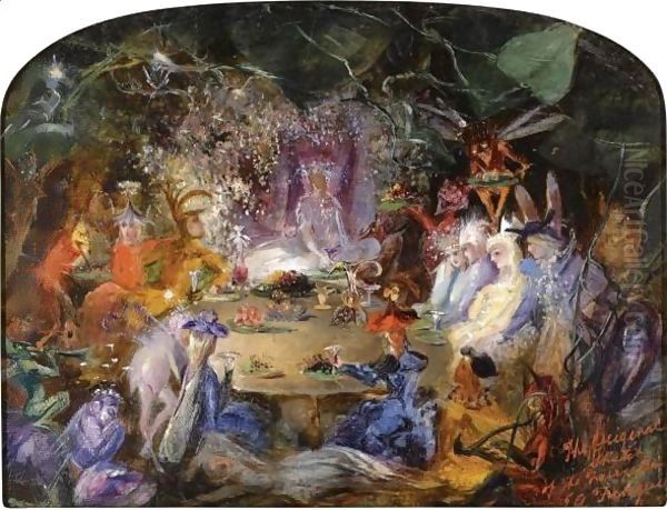 Sketch For The Fairy's Banquet Oil Painting by John Anster Fitzgerald