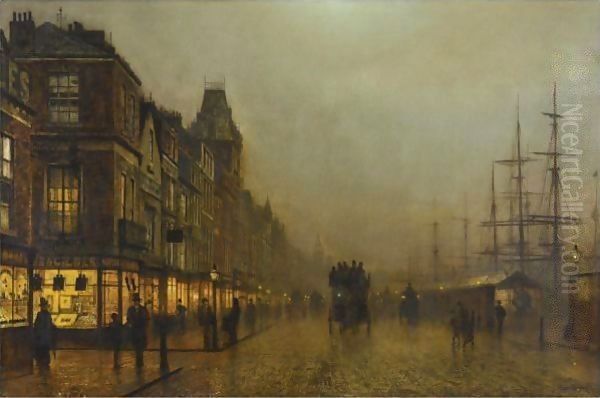 Liverpool Docks Oil Painting by John Atkinson Grimshaw