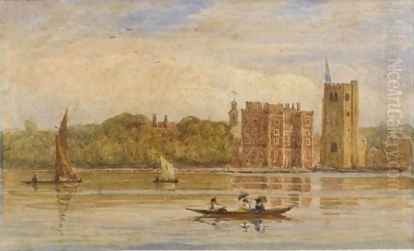 Boating Before Lambeth Palace, London Oil Painting by David Cox