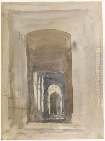 Study For The Door Of The Church Of Saint-Roch, Paris Oil Painting by David Cox