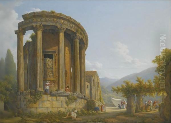 Tivoli, A View Of The Temple Of The Sibyl Oil Painting by Abraham Louis Rudolph Ducros