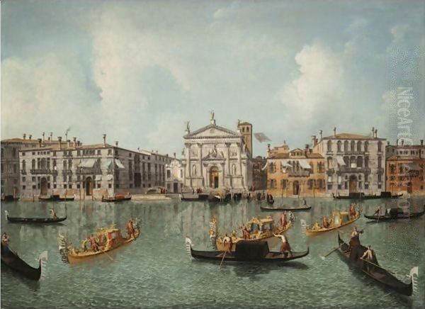 Venice, The Grand Canal With A View Of The Church Of San Stae Oil Painting by Jacob More