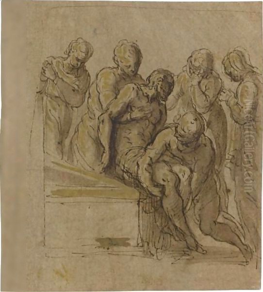 The Entombment Oil Painting by Palma Vecchio (Jacopo Negretti)